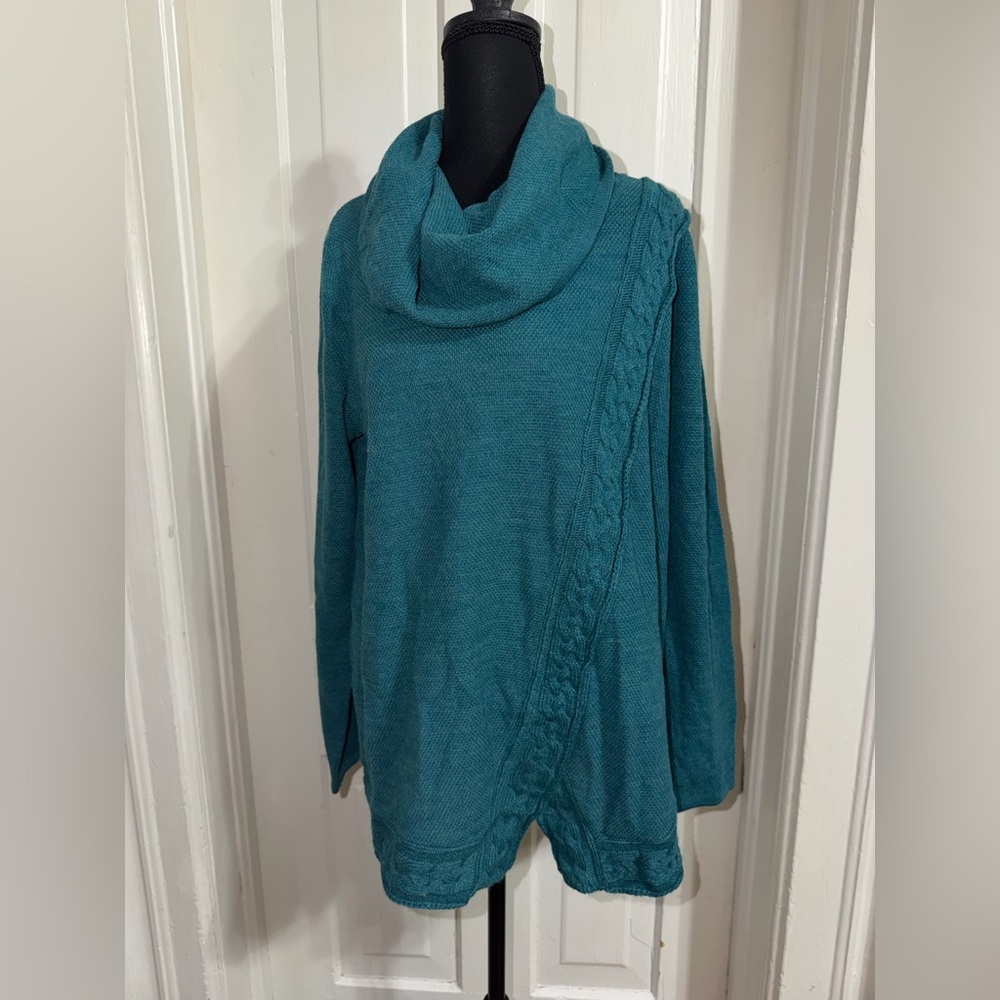 Women's Croft & Barrow Teal Cowl Neck Sweater Womens size large winter cold cute